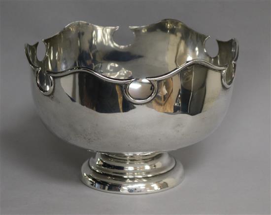 A George V silver Monteith rose bowl, London, 1913,